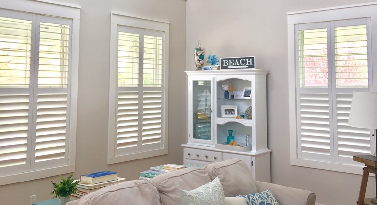 Polywood shutters in Salt Lake City great room